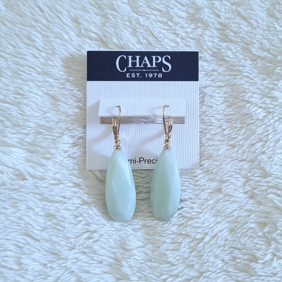 Chaps Teardrop💧 Shaped Unpolished Green💚 Angelite😇 Earrings - Picture 3 of 15